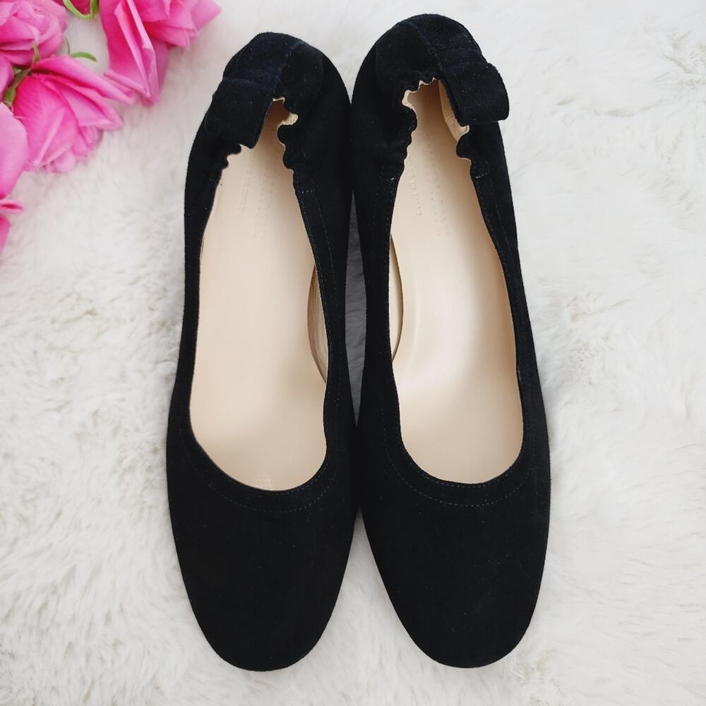 Everlane The Day Block Heel 8.5 Black Suede Leather Round Toe Pump Comfort New - Picture 5 of 12
